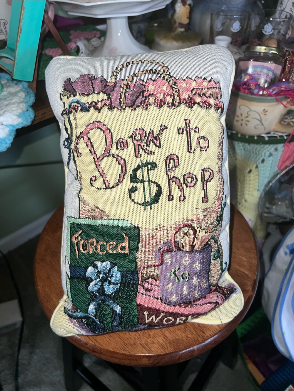 Born to Shop Decorative Tapestry Pillow